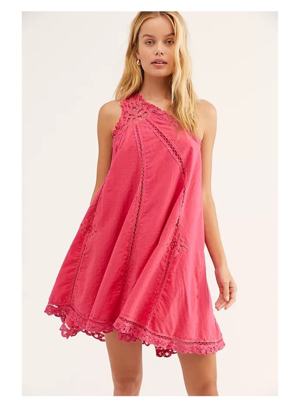 Free People Swing Mini Dress in Coral Pink